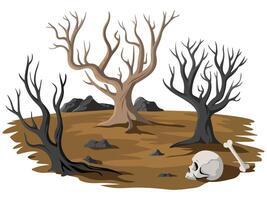 Desert hole with bones and skulls vector