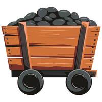 Cartoon coal mining icon with full cart vector