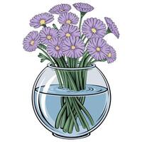 Glass vase with flowers illustration vector