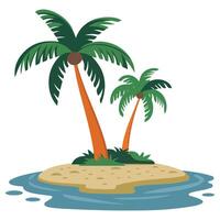 Beach scene with palm and waves vector