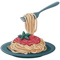Spaghetti with fork vector