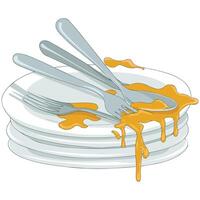 Stack of dirty plates vector