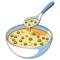 Soup in bowl with spoon vector