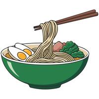 Noodles with fork vector