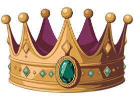 Golden crown with gems vector