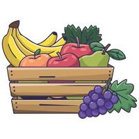 Fruits in wooden crates vector