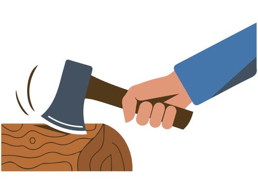 Axe chopping wood