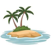 Island with coconut tree vector