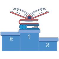 Stack of books on pedestal vector