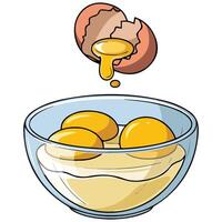 Breaking egg in bowl vector