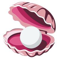 Clam shell with pearl vector