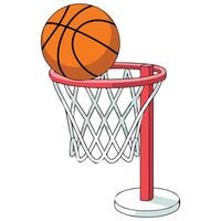 Basketball spinning on net vector