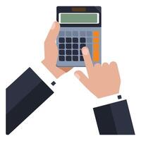 Hand using calculator vector