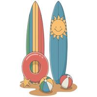 Surfboard set on white background vector