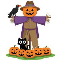 Scarecrow character on white background vector