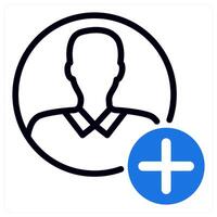 add user icon in blue duo line vector