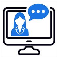 online consultation in blue duo line vector