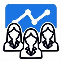 efficient team icon concept in blue duo line vector