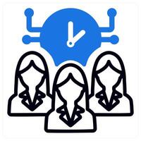 time management clock in blue duo line vector