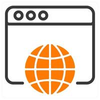 web browser in orange duo line vector