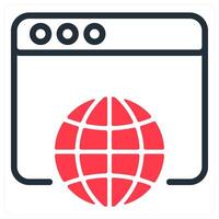 web browser in red duo line vector