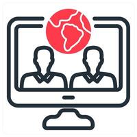 virtual team in red duo line vector