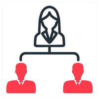 business hierarchy in red duo line vector