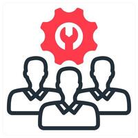 technical team icon concept in red duo line vector