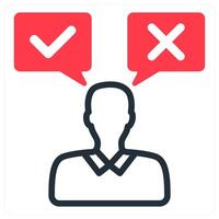 decision icon concept in red duo line vector
