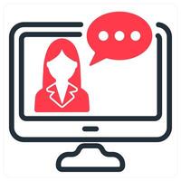 online consultation in red duo line vector