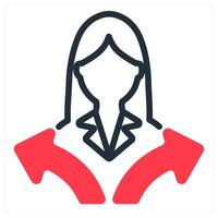 confusion in decision making icon in red duo line vector