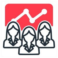 efficient team icon concept in red duo line vector