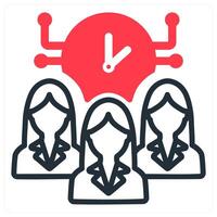 time management icon in red duo line vector