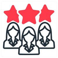 Female Team Experts icon concept in red duo vector
