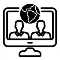 virtual team in black duo line vector