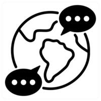 global communication in black duo line vector