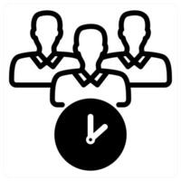 meeting time in black duo line vector