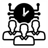 time management in black duo line vector