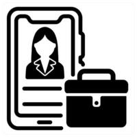 mobile business app in black duo line vector