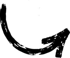 Circular arrow drawn in black chalk on a white background, representing concepts of rotation, return, and cyclical processes with a hand drawn, artistic flair vector