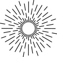 Minimalist illustration featuring radiating lines emanating from a central circle, creating a dynamic sunburst or starburst effect, ideal for vintage or retro designs vector