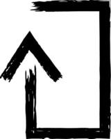 Black upward arrow and square border are drawn with chalk on white background, creating a simple yet effective visual indicating upward direction vector
