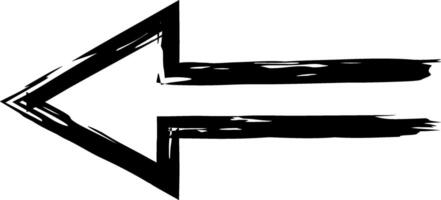 Black hand drawn chalk sketch arrow pointing left on a textured white chalkboard surface, delivering a simple yet bold visual element that effectively communicates direction and choice vector