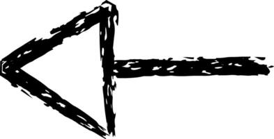 Black hand drawn arrow pointing left, crafted with chalk strokes on a chalkboard, serving as a simple yet effective visual element for communication and navigation vector