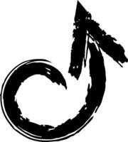 Black chalk arrow pointing upward, featuring a circular base, is skillfully drawn on a white background, producing a dynamic and textured illustration with a modern touch vector