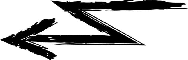 Black hand drawn arrow pointing left, creating a zig zag shape against a clean white background, serving as an ideal graphic design element for various creative projects vector