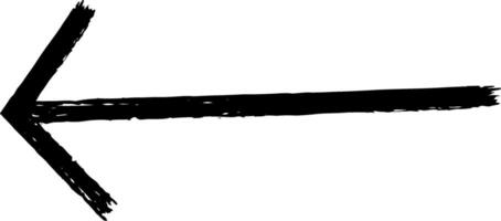 Black hand drawn chalk sketch arrow pointing to the left is isolated on white background and is perfect for presentations, websites, or any project needing a touch of hand drawn charm vector