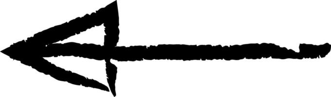Black hand drawn chalk sketch arrow pointing left, featuring a rough texture and isolated on a white background, providing ample copy space for messages or designs vector