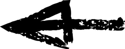 Black grunge arrow pointing left, hand drawn with chalk on a white background, isolated illustration with a textured, grainy, and rough style, perfect for graphic design projects vector