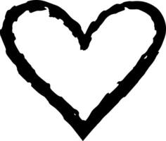 Black hand drawn heart symbolizing love, romance, and affection, created with a rough, uneven brushstroke, conveying a sense of authenticity and emotion, isolated on a white background vector
